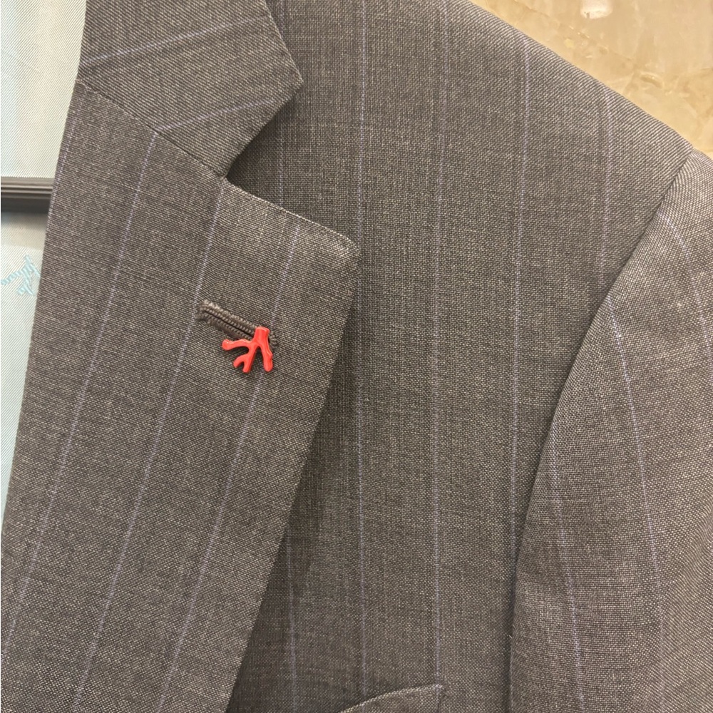 Isaia Charcoal Pinstripe Blazer - IT 50R - Picture 2 of 16
